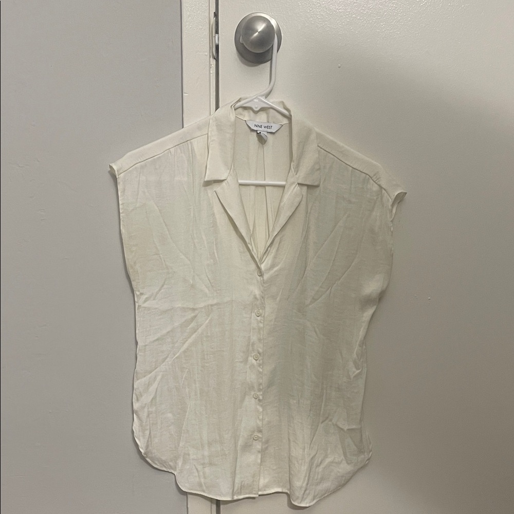 Nine West Cream Button-Down Shirt